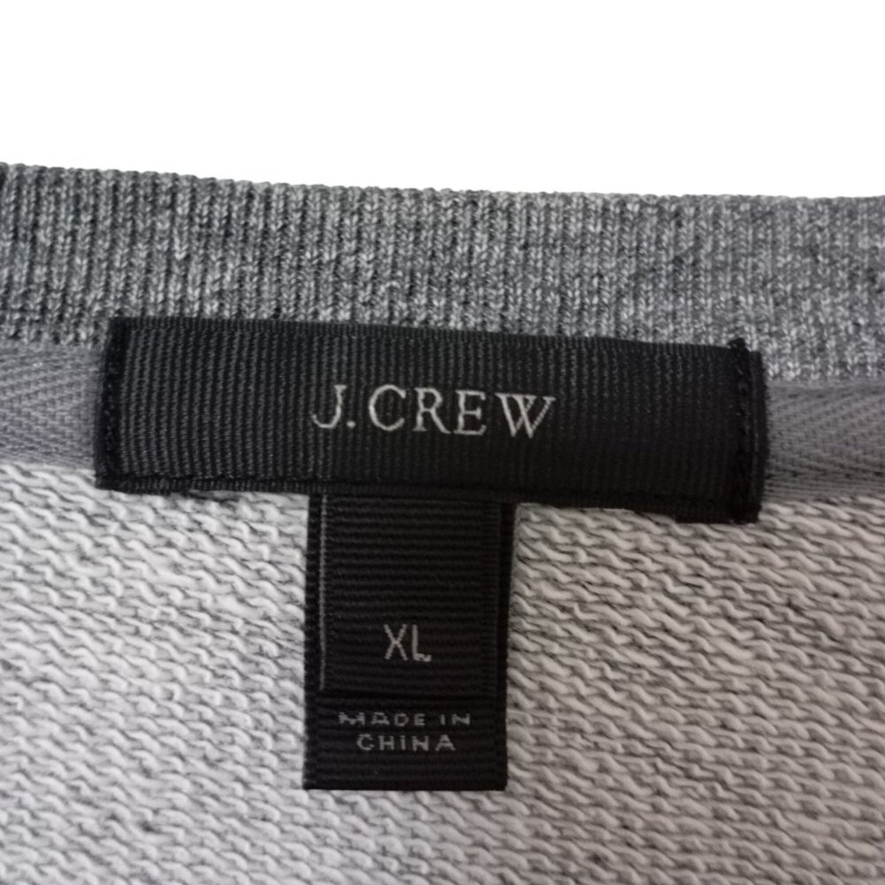 J.Crew Sweatershirt Gray Navy Ruffle Hem Long Sleeve Top XL Womens - Picture 2 of 9